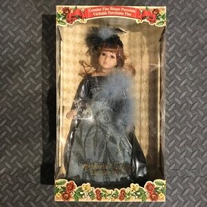 Collector’s Choice Limited Genuine Fine Bisque Porcelain Doll Blue Dress